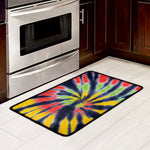 Black Backed Spiral Tie Dye Print Kitchen Mat