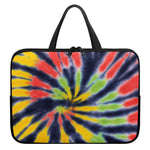 Black Backed Spiral Tie Dye Print Laptop Sleeve With Handle