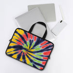 Black Backed Spiral Tie Dye Print Laptop Sleeve With Handle