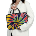 Black Backed Spiral Tie Dye Print Laptop Sleeve With Handle