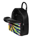 Black Backed Spiral Tie Dye Print Leather Backpack