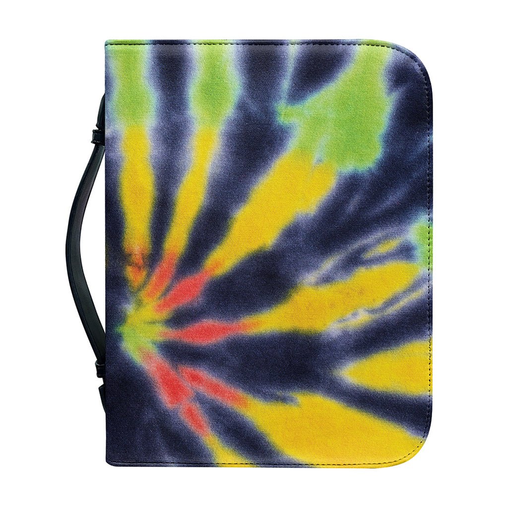 Black Backed Spiral Tie Dye Print Leather Bible Cover