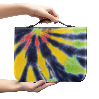 Black Backed Spiral Tie Dye Print Leather Bible Cover