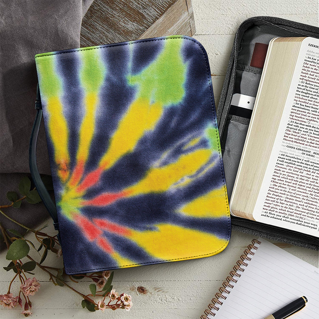 Black Backed Spiral Tie Dye Print Leather Bible Cover