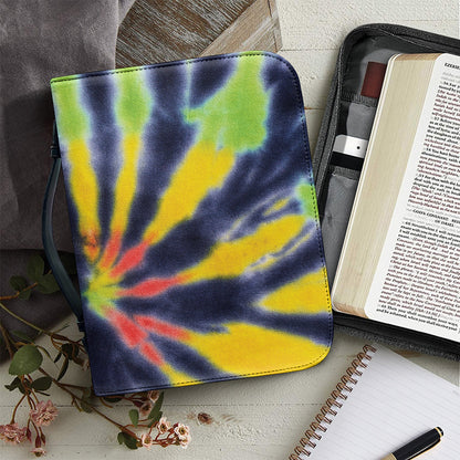 Black Backed Spiral Tie Dye Print Leather Bible Cover