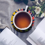 Black Backed Spiral Tie Dye Print Leather Coaster Set