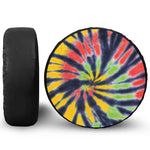 Black Backed Spiral Tie Dye Print Leather Spare Tire Cover