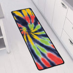 Black Backed Spiral Tie Dye Print Long Kitchen Mat