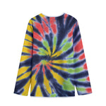 Black Backed Spiral Tie Dye Print Long Sleeve Short Coat