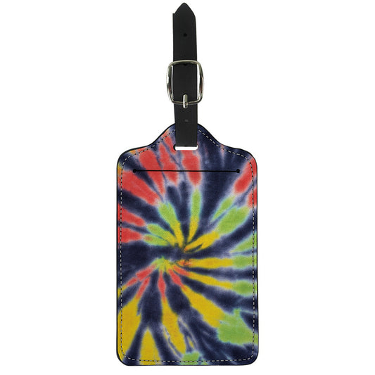 Black Backed Spiral Tie Dye Print Luggage Tag
