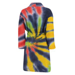 Black Backed Spiral Tie Dye Print Men's Bathrobe
