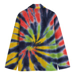 Black Backed Spiral Tie Dye Print Men's Blazer