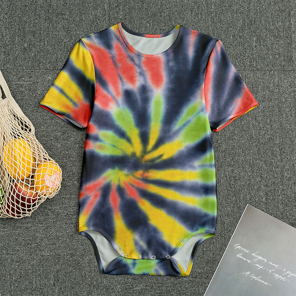 Black Backed Spiral Tie Dye Print Men's Bodysuit