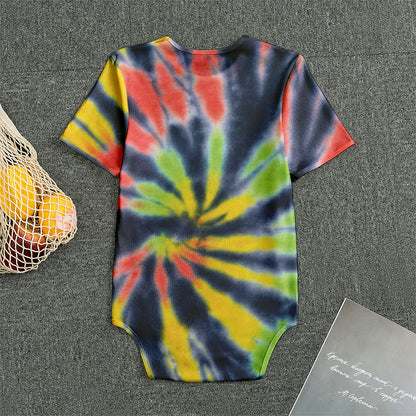 Black Backed Spiral Tie Dye Print Men's Bodysuit