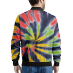 Black Backed Spiral Tie Dye Print Men's Bomber Jacket