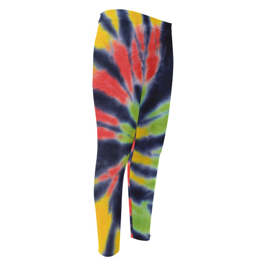 Black Backed Spiral Tie Dye Print Men's Compression Pants