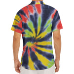 Black Backed Spiral Tie Dye Print Men's Deep V-Neck Shirt