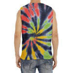 Black Backed Spiral Tie Dye Print Men's Fitness Tank Top
