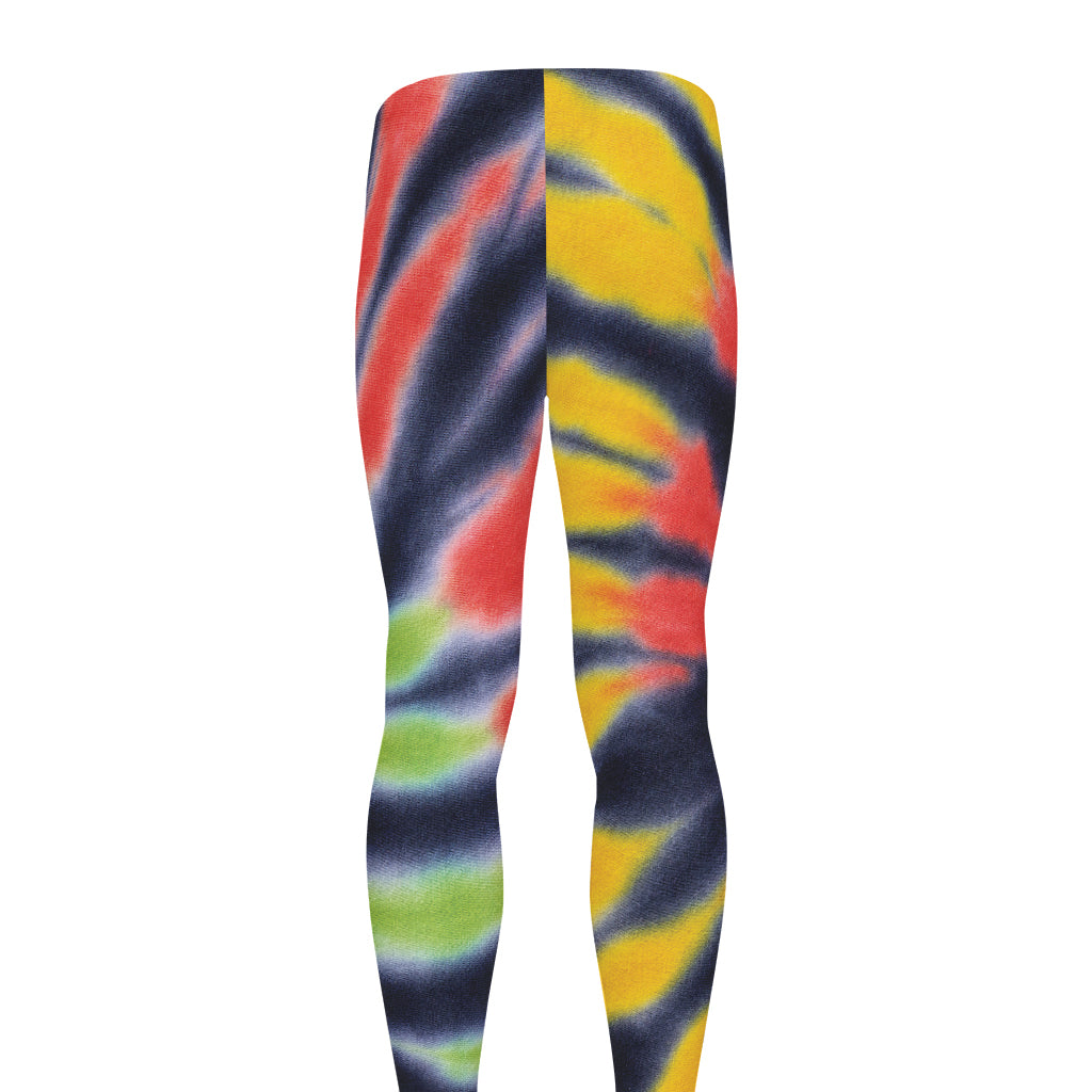 Black Backed Spiral Tie Dye Print Men's leggings