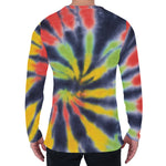 Black Backed Spiral Tie Dye Print Men's Long Sleeve T-Shirt
