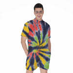 Black Backed Spiral Tie Dye Print Men's Rompers