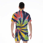 Black Backed Spiral Tie Dye Print Men's Rompers