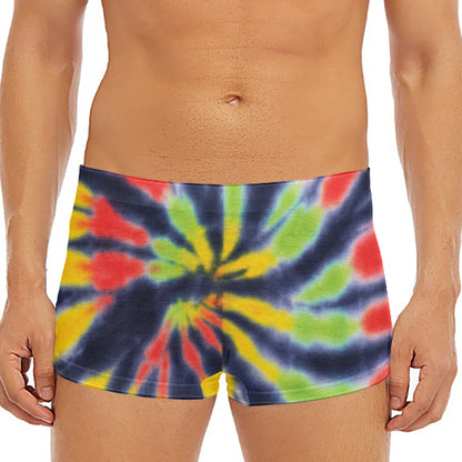 Black Backed Spiral Tie Dye Print Men's Short Boxer Briefs