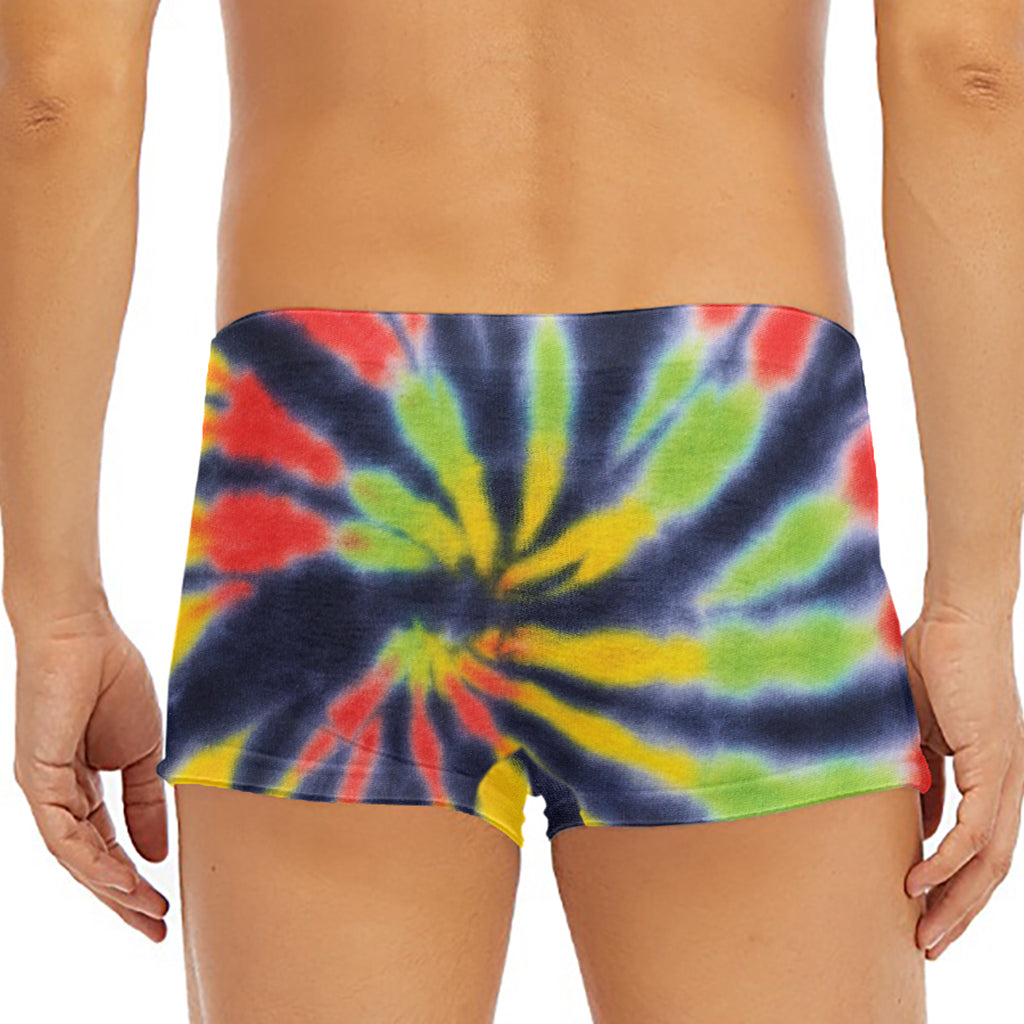 Black Backed Spiral Tie Dye Print Men's Short Boxer Briefs
