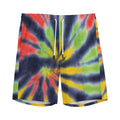 Black Backed Spiral Tie Dye Print Men's Athletic Shorts