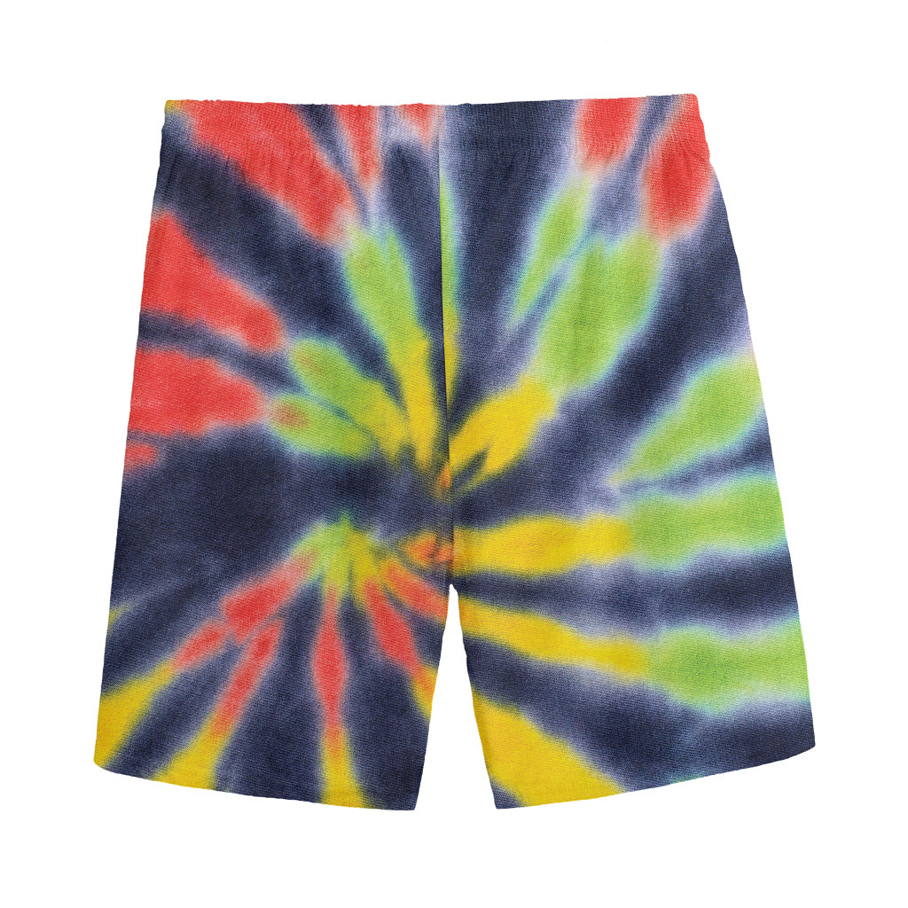 Black Backed Spiral Tie Dye Print Men's Sports Shorts