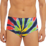 Black Backed Spiral Tie Dye Print Men's Triangle Swim Briefs