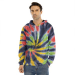 Black Backed Spiral Tie Dye Print Men's Velvet Pullover Hoodie