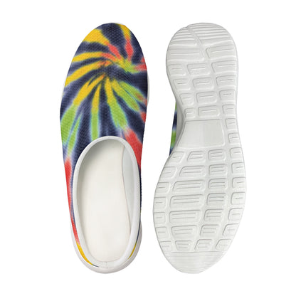 Black Backed Spiral Tie Dye Print Mesh Casual Shoes