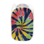 Black Backed Spiral Tie Dye Print Mesh Laundry Hamper