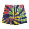 Black Backed Spiral Tie Dye Print Mesh Shorts