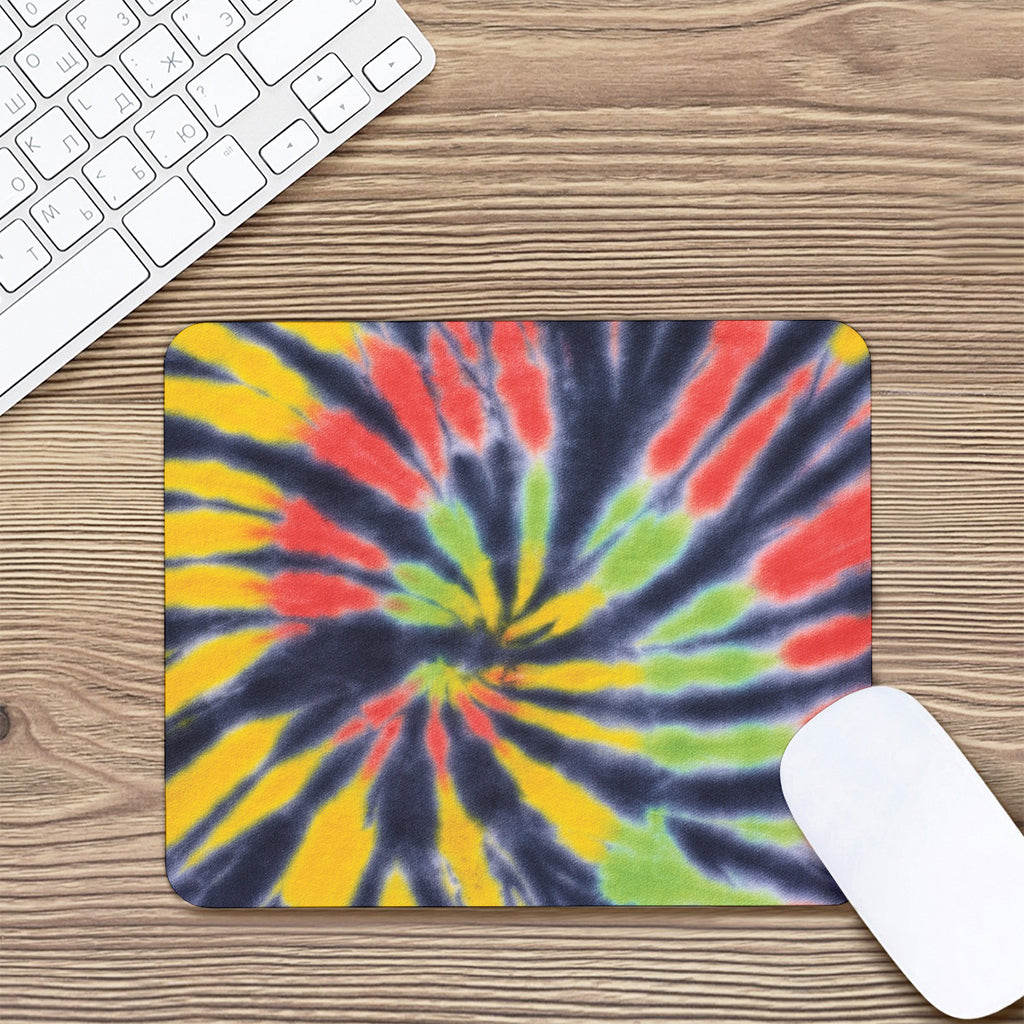 Black Backed Spiral Tie Dye Print Mouse Pad
