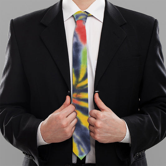 Black Backed Spiral Tie Dye Print Necktie