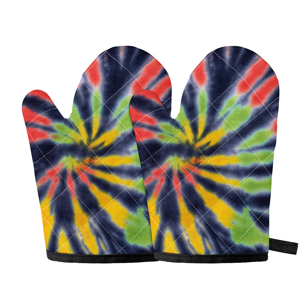 Black Backed Spiral Tie Dye Print Oven Mitts