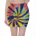 Black Backed Spiral Tie Dye Print Pencil Mini Skirt