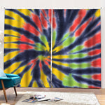 Black Backed Spiral Tie Dye Print Pencil Pleat Curtains