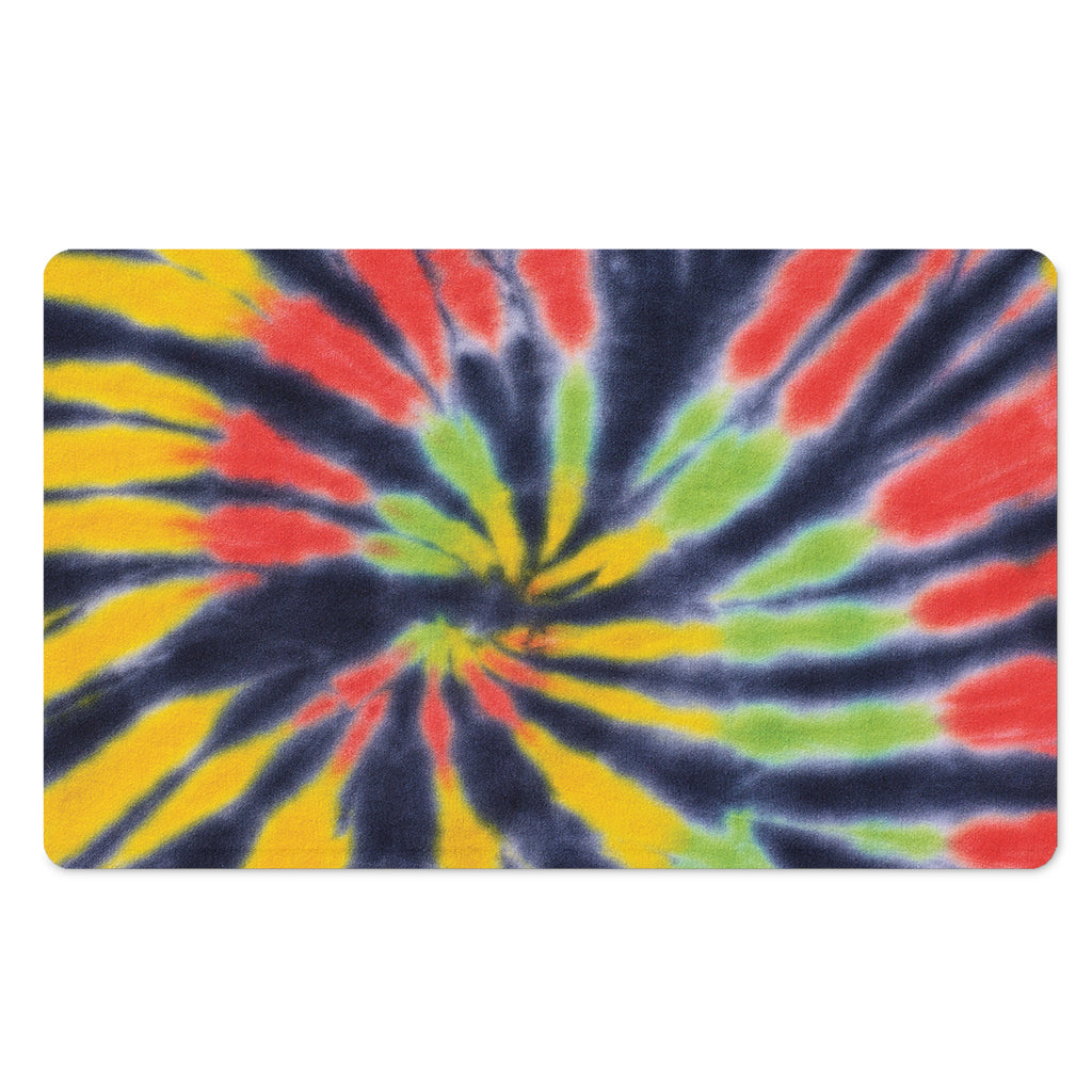 Black Backed Spiral Tie Dye Print Polyester Doormat