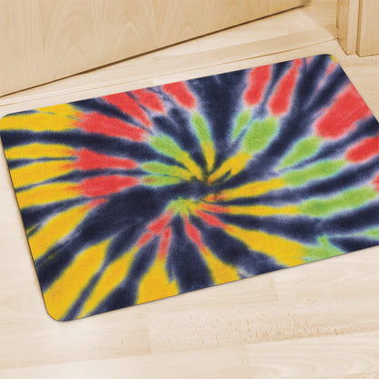 Black Backed Spiral Tie Dye Print Polyester Doormat