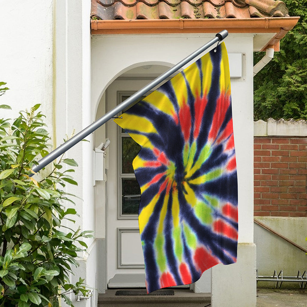 Black Backed Spiral Tie Dye Print Polyester Flag