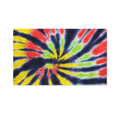 Black Backed Spiral Tie Dye Print Polyester Flag