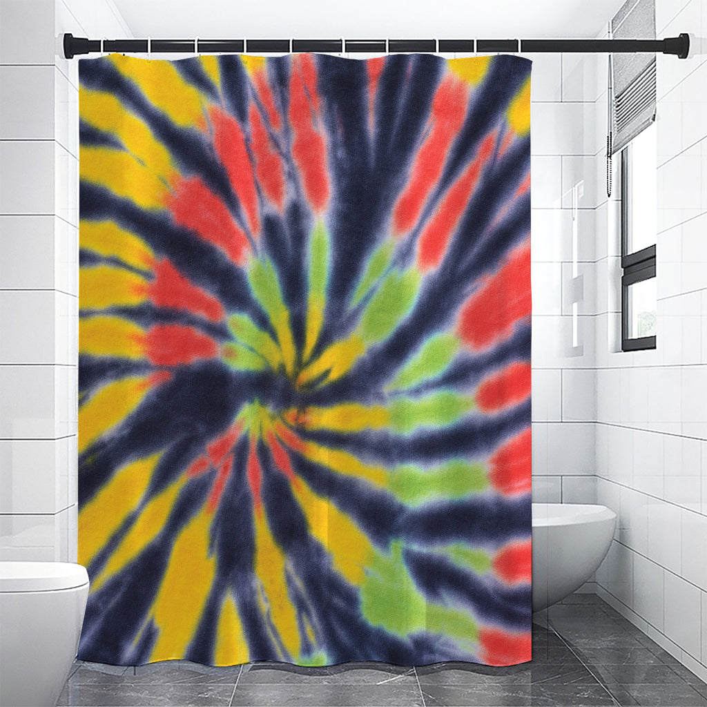 Black Backed Spiral Tie Dye Print Premium Shower Curtain
