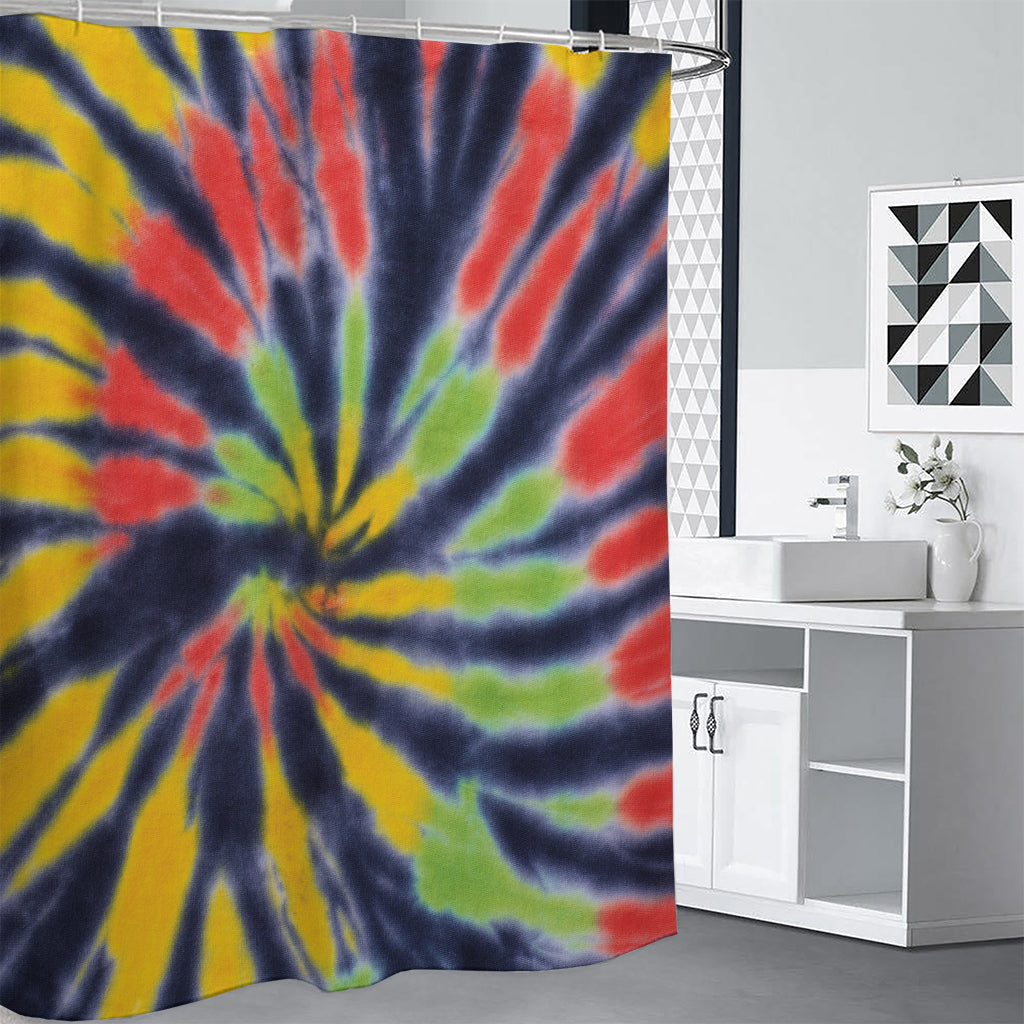 Black Backed Spiral Tie Dye Print Premium Shower Curtain