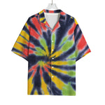 Black Backed Spiral Tie Dye Print Rayon Hawaiian Shirt