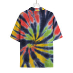 Black Backed Spiral Tie Dye Print Rayon Hawaiian Shirt
