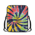 Black Backed Spiral Tie Dye Print Rectangular Crossbody Bag