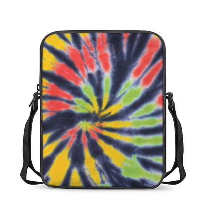 Black Backed Spiral Tie Dye Print Rectangular Crossbody Bag